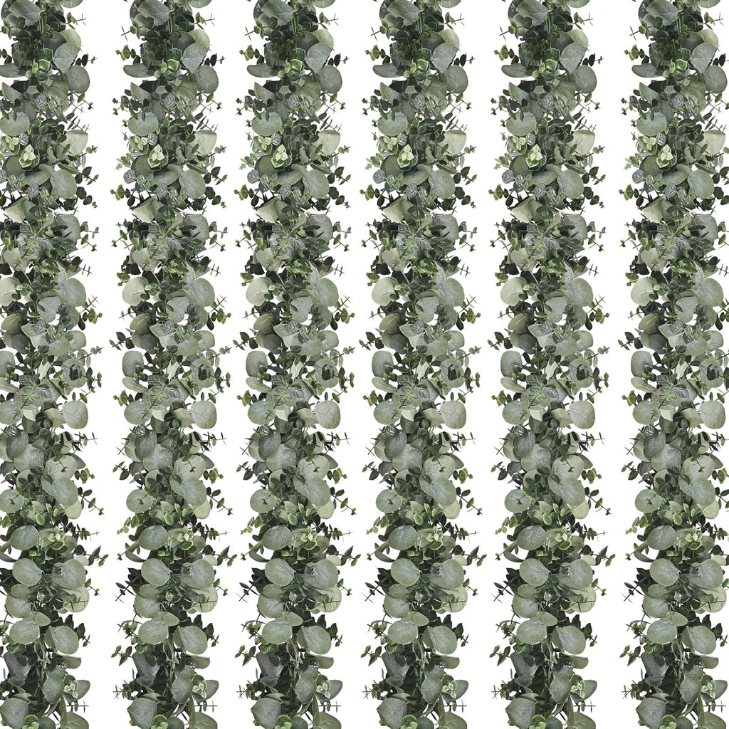 Dolicer 6 Packs 6FT Artificial Eucalyptus Garland, Faux Greenery Garland Hanging Fake Silver Dollar Eucalyptus Leaves Vines for Wedding Backdrop Arch Table Wall Party Home Decor