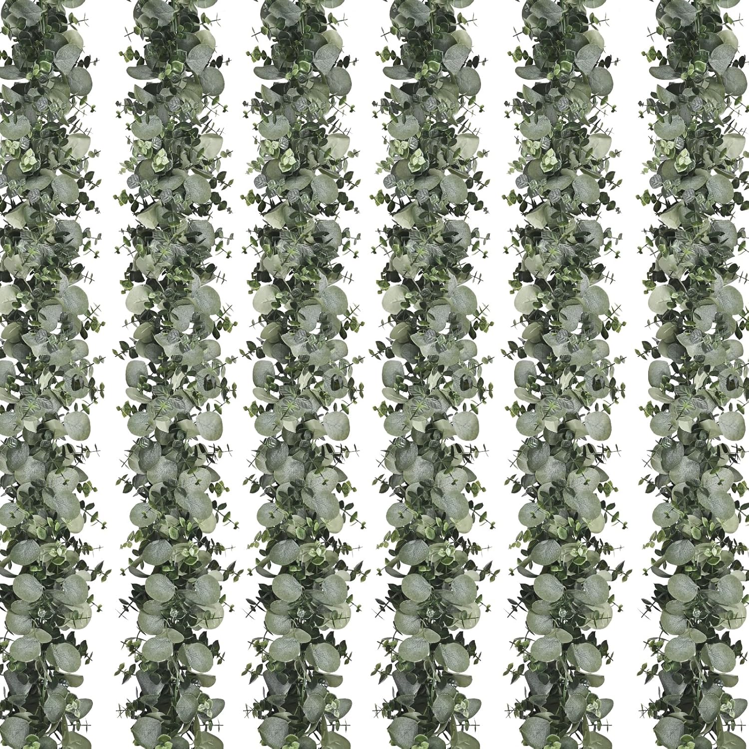 Dolicer 6 Packs 6FT Artificial Eucalyptus Garland, Faux Greenery Garland Hanging Fake Silver Dollar Eucalyptus Leaves Vines for Wedding Backdrop Arch Table Wall Party Home Decor
