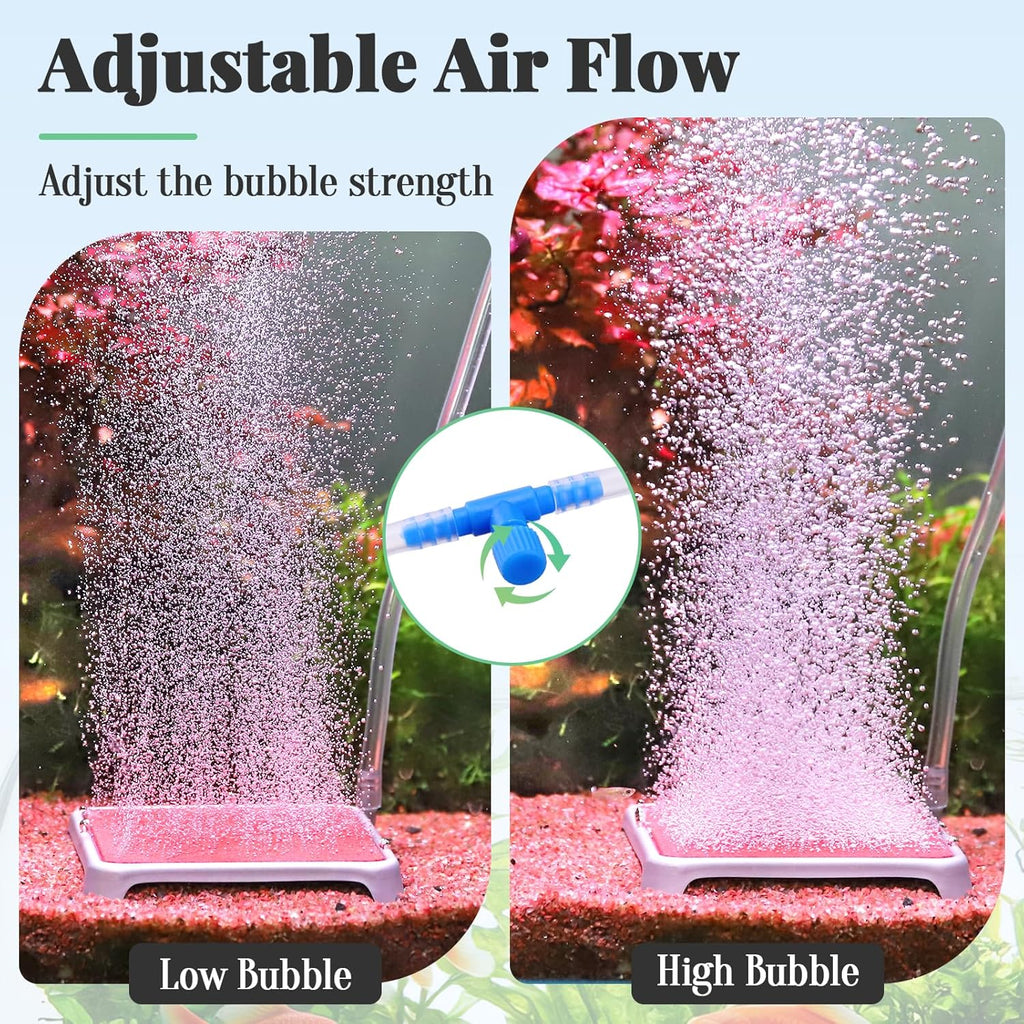 hygger Aquarium Air Stone, 3.23 Inch Nano Air Stone Make Super Tiny Bubble, Ultra Quiet Dissolved Oxygen Diffuser Small Airstone with Stainless Steel Base for Aquarium, Fish Tank & Hydroponic, Square