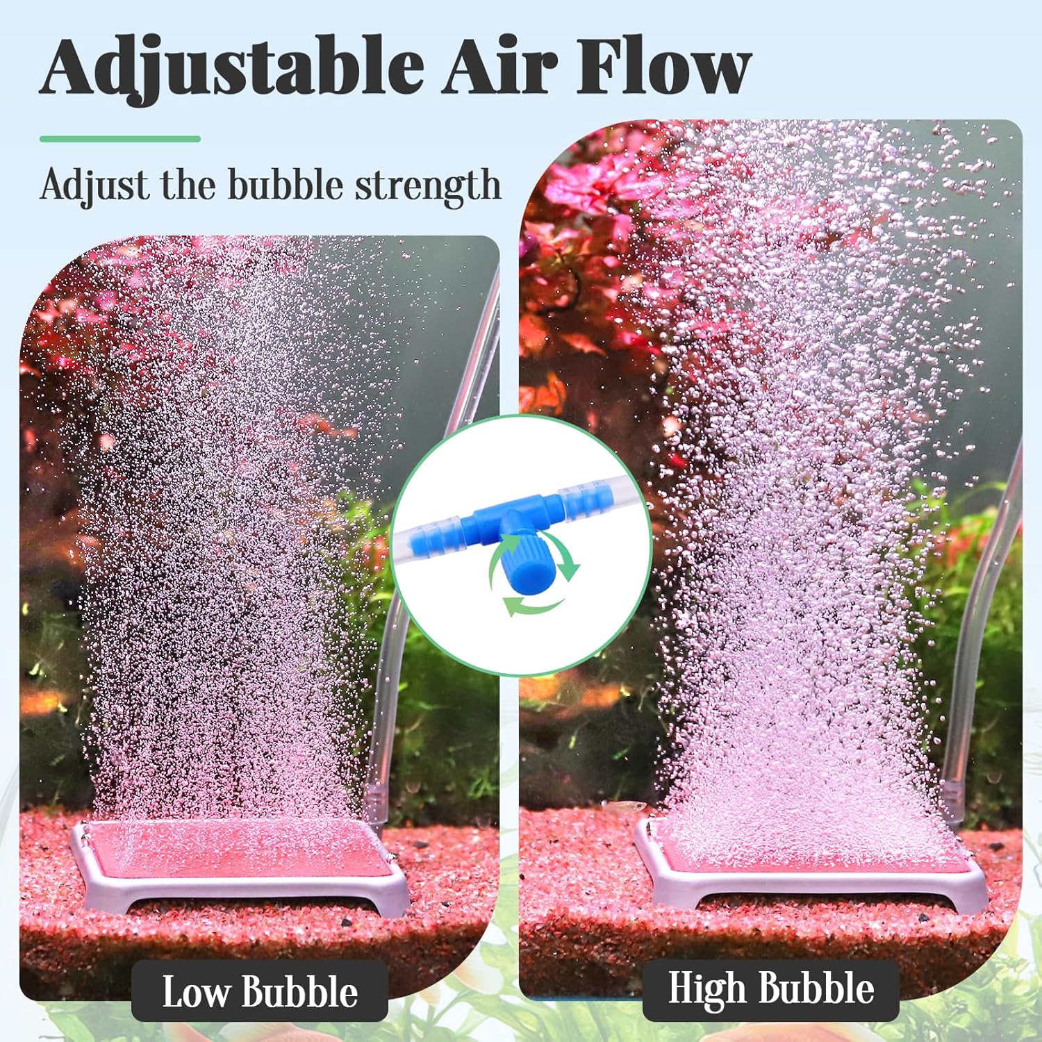 hygger Aquarium Air Stone, 2.44 Inch Nano Air Stone Make Super Tiny Bubble, Ultra Quiet Dissolved Oxygen Diffuser Small Airstone with Stainless Steel Base for Aquarium, Fish Tank & Hydroponic, Square