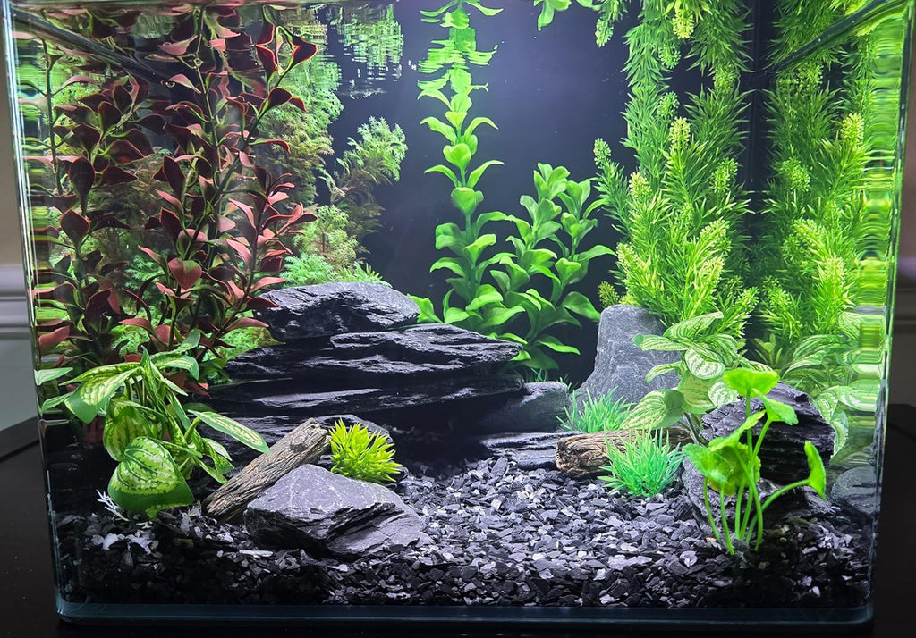 Small World Slate & Stone Aquarium Gravel - Natural Small Scale Substrate for Aquascaping Planted, Freshwater and Saltwater Tanks - Deep Grey/Black- Size 1/8"-1/4" (6 lbs)
