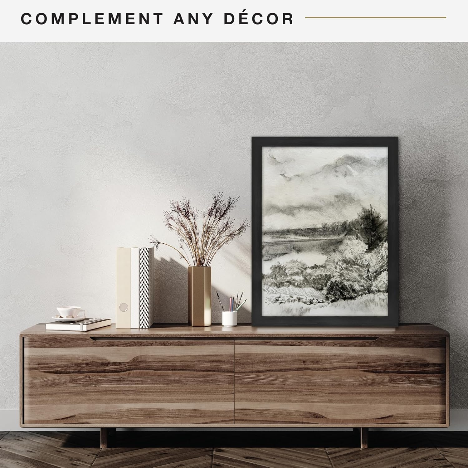 MCS Museum Poster Frame 18x24 Onyx Woodgrain, Vertical & Horizontal Wall Hanging Large Picture Frame for Photos, Posters & Art Prints (1-Pack)