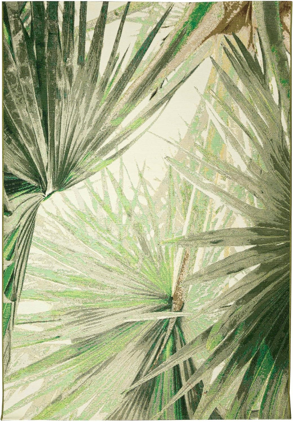 Liora Manne Marina Indoor/Outdoor Power Loomed Synthetic Blend Low Profile Area Rug - Transitional Graphic Botanical Beach Colorful (Palm Fan Green) (3'3" x 4'11")