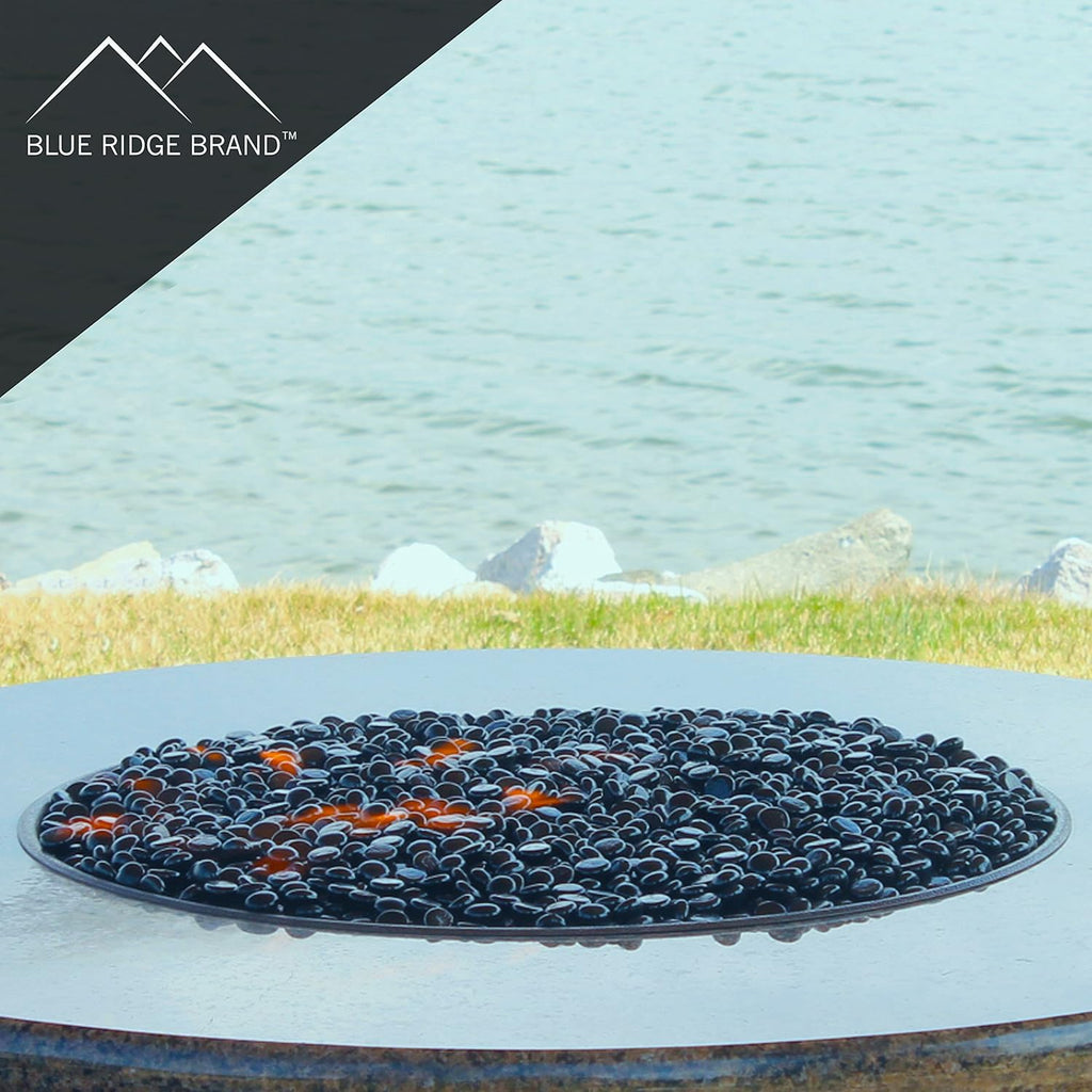 Reflective Fire Pit Glass Beads - Professional Grade Fire Glass for Fire Pit - 3/4" Firepit Glass Rock - Glass Stones - Gas & Propane Fireplace Glass (10 Pound, Black)