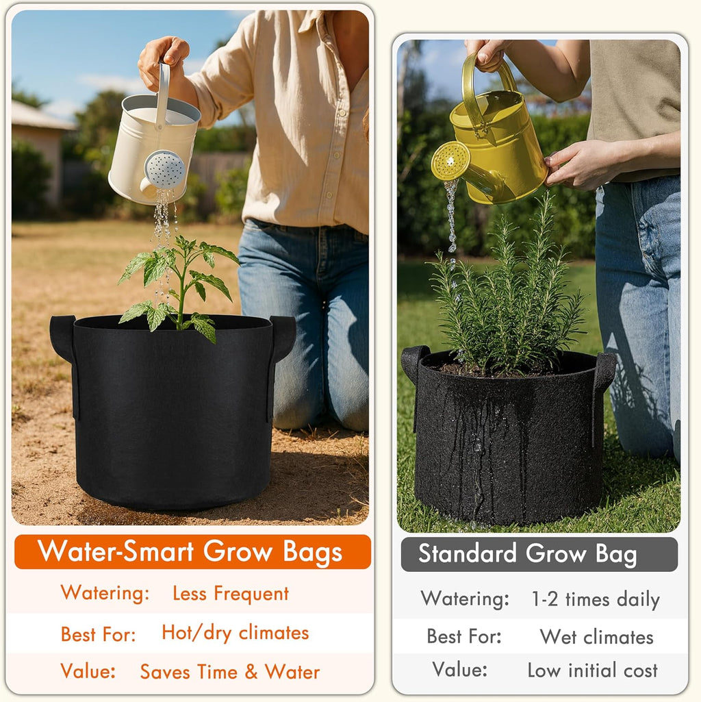 Gardzen 25 Gallon Grow Bags 6-Pack, 500G Thick Nonwoven Fabric Pots with Waterproof Liner & Breathable Bottom, for Hot Dry Climates