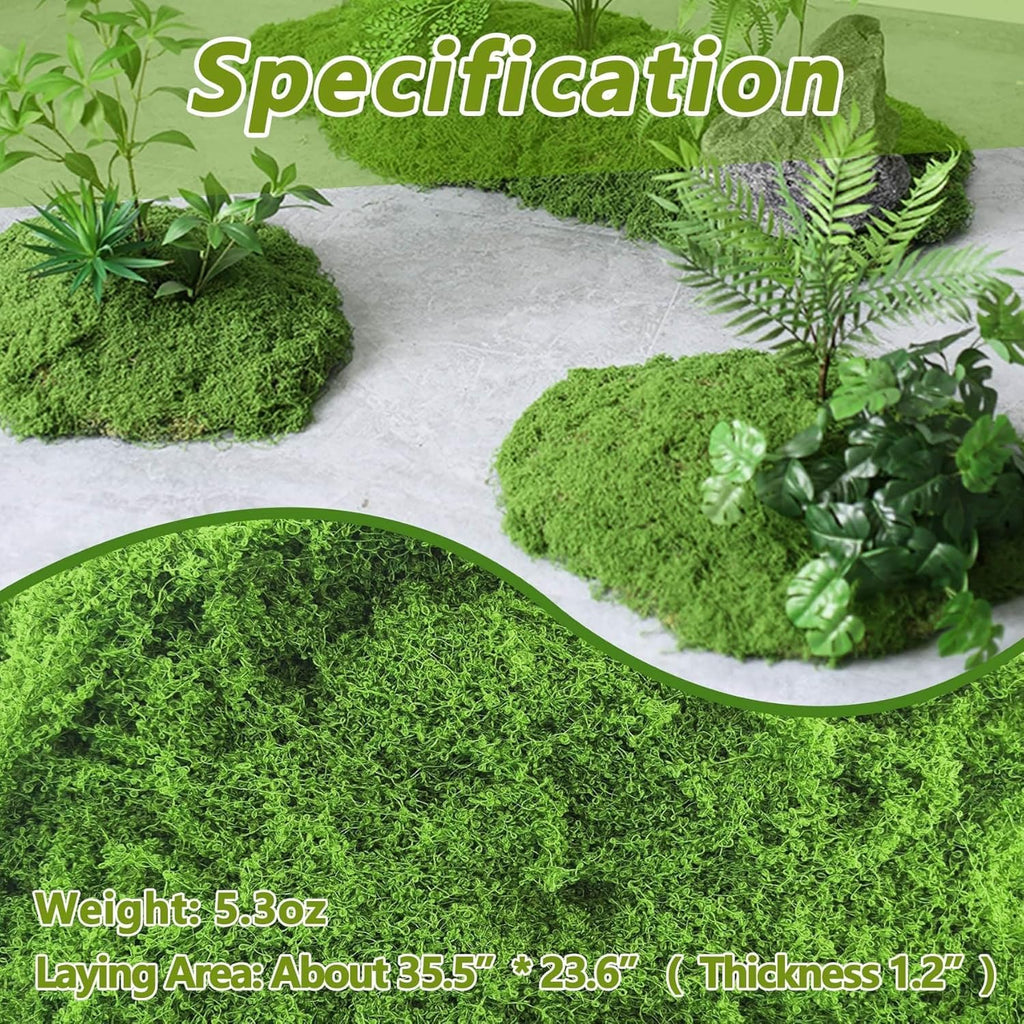 Artificial Moss 17.63oz – Fake Green Moss for Crafts, Potted Plants, Fairy Garden Decor, DIY Table Centerpieces, Wedding Party Decoration