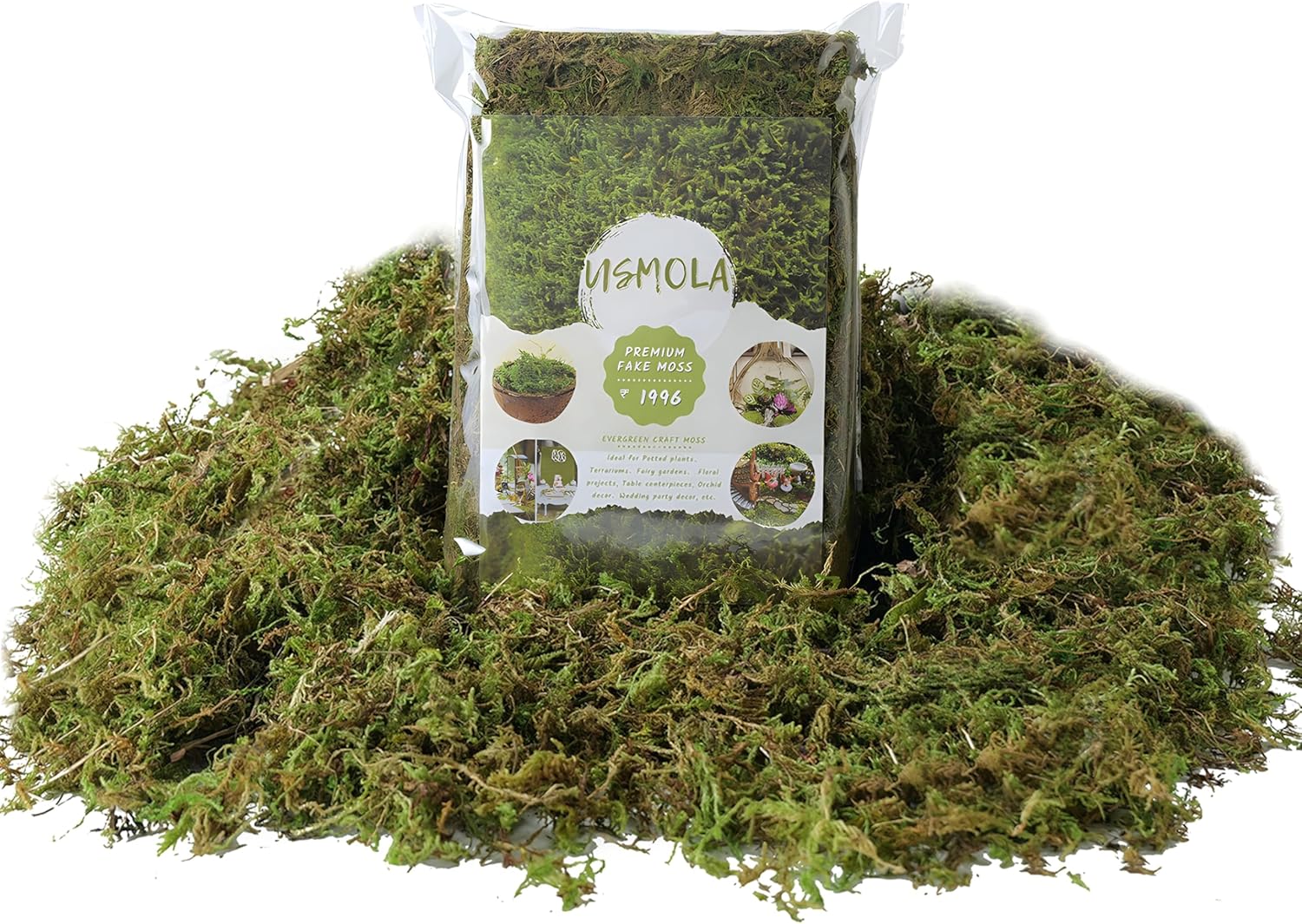 Fake Moss, 8 OZ Green Moss for Potted Plants, Artificial Moss for DIY Crafts Home Decor Table Centerpieces Wedding Decoration (Fresh Green 225gr)