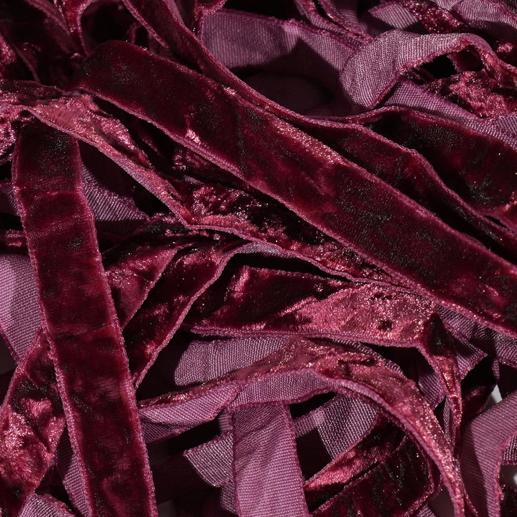 MAYREEL 3/8 Inch Burgundy Crushed Velvet Ribbon Maroon Vintage for Flower Bouquet Gift Wrapping Wedding Invitations Crafts Christmas Decorations Party 25 Yards