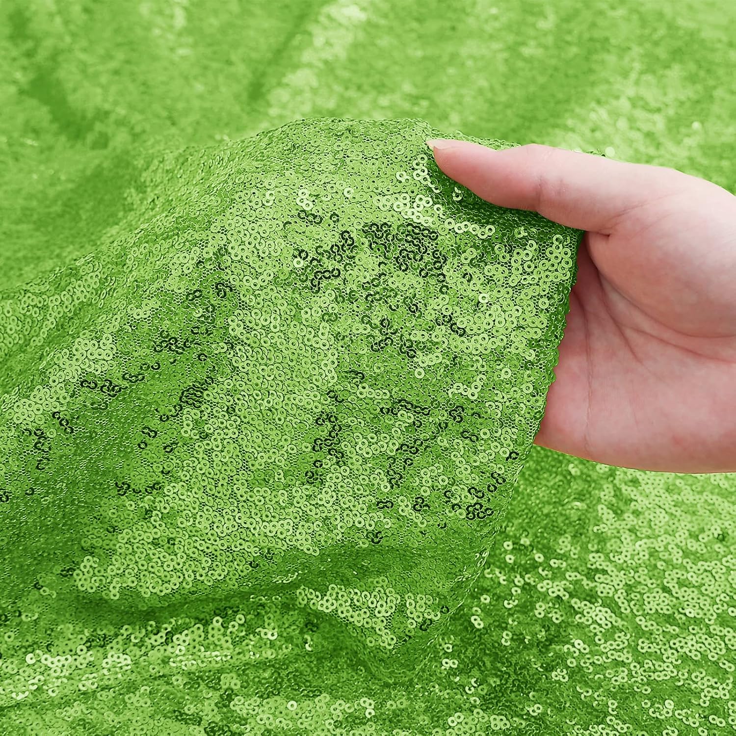 Sugargirl Apple Green Sequin Backdrop Curtain 4 Panels 2FTx8FT Glitter Apple Green Background Drapes Sparkle Photography Backdrop for Party Wedding Birthday Wall Decoration