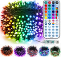 BrizLabs RGB Christmas Lights, 33FT 100 LED Color Changing String Lights with Remote, Dimmable Mini Xmas Light, USB Decorative Light String for Xmas Halloween Mardi Gras Tree Holidays Party Decor