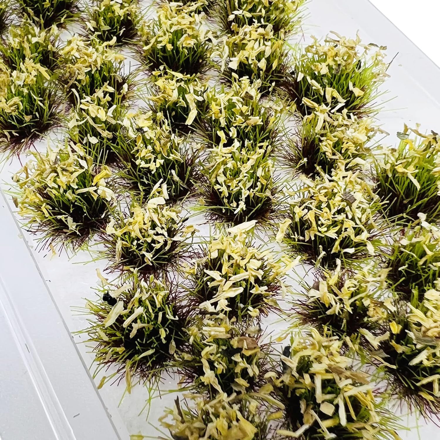 Woohome 70 PCS Flower Cluster Model 2 Color Static Grass Model Flower Vegetation Groups Grass Tufts Set for DIY Miniature Train Landscape Terrain Railway Scenery Decorations