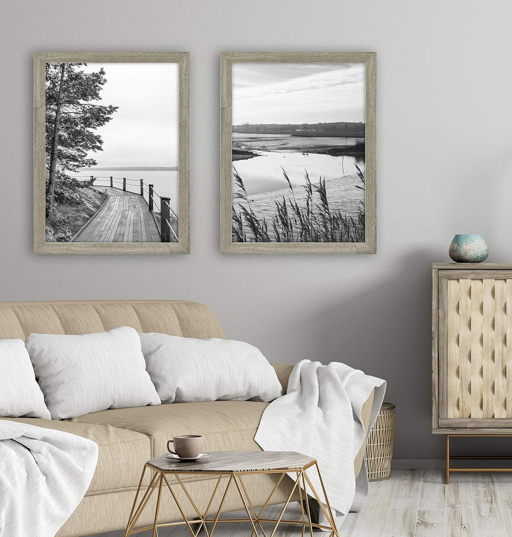 MCS Museum Poster Frame 18x24 Barnwood, Vertical & Horizontal Wall Hanging Large Picture Frame for Photos, Posters & Art Prints (2-Pack)