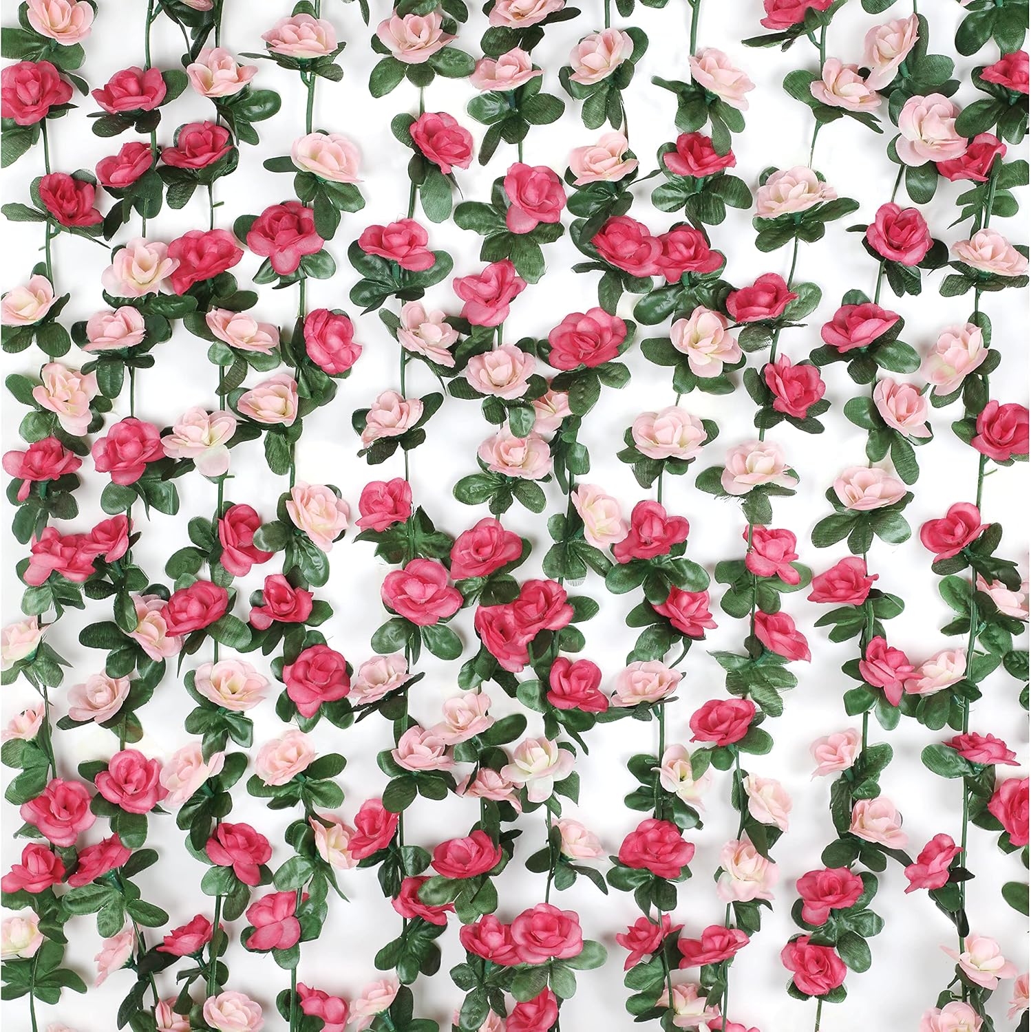 BLEUM CADE 8Pcs 65.6Ft Flower Garland Artificial Rose Vines for Bedroom, Cute Fake Hanging Flower Vines Floral Garland Decorations for Wedding Party Wall Room Decor Aesthetic