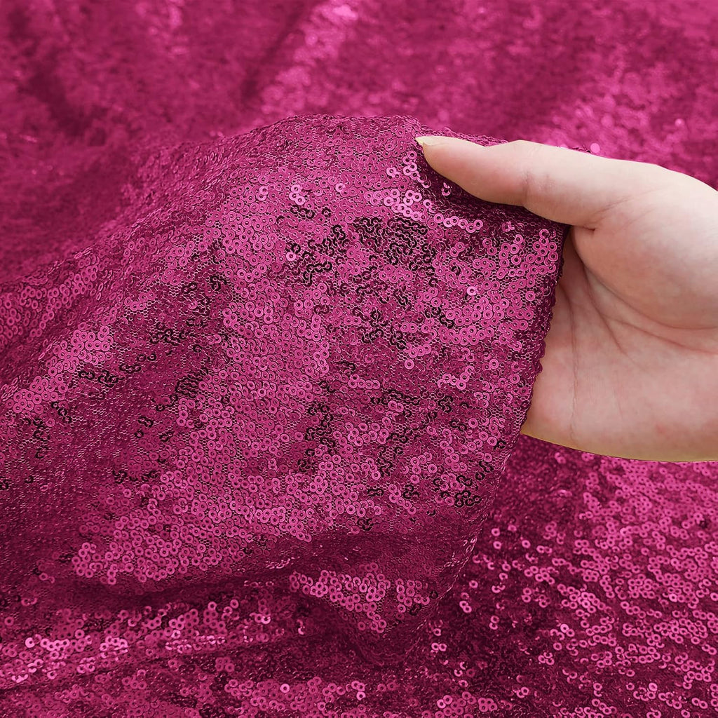 Sugargirl Fuchsia Sequin Backdrop Curtain 2 Panels 2FTx8FT Glitter Fuchsia Background Drapes Sparkle Photography Backdrop for Party Wedding Birthday Wall Decoration