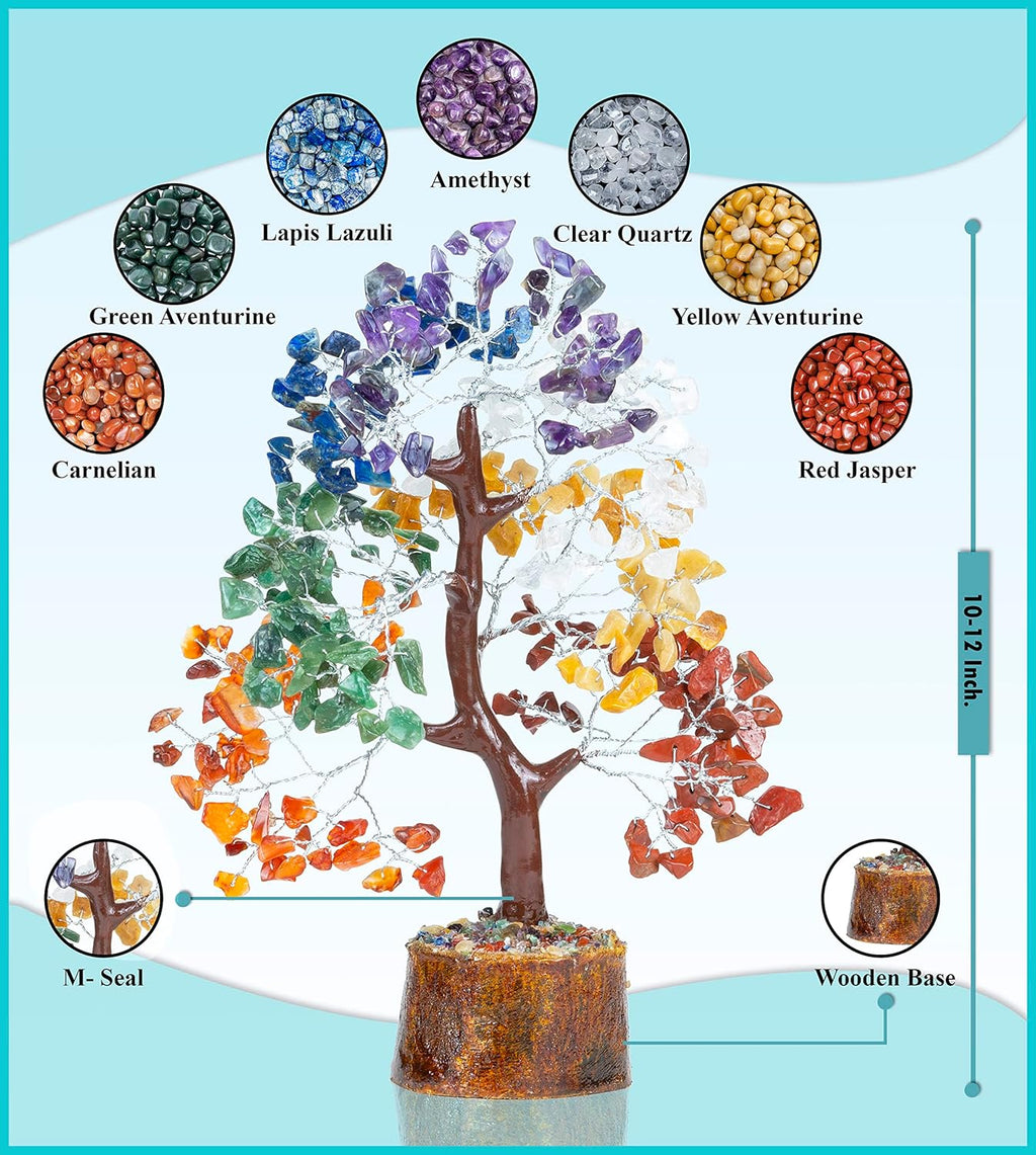 Crocon Seven Chakra Crystal Tree of Life Chakra Bonsai Tree for Room, Office & Bedroom Decor Spiritual Gift Meditation Birthday Gift for Women Mom Sister Housewarming Gifts Home