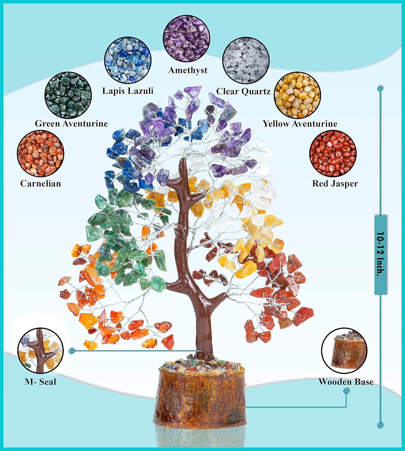 Crocon Seven Chakra Crystal Tree of Life Chakra Bonsai Tree for Room, Office & Bedroom Decor Spiritual Gift Meditation Birthday Gift for Women Mom Sister Housewarming Gifts Home