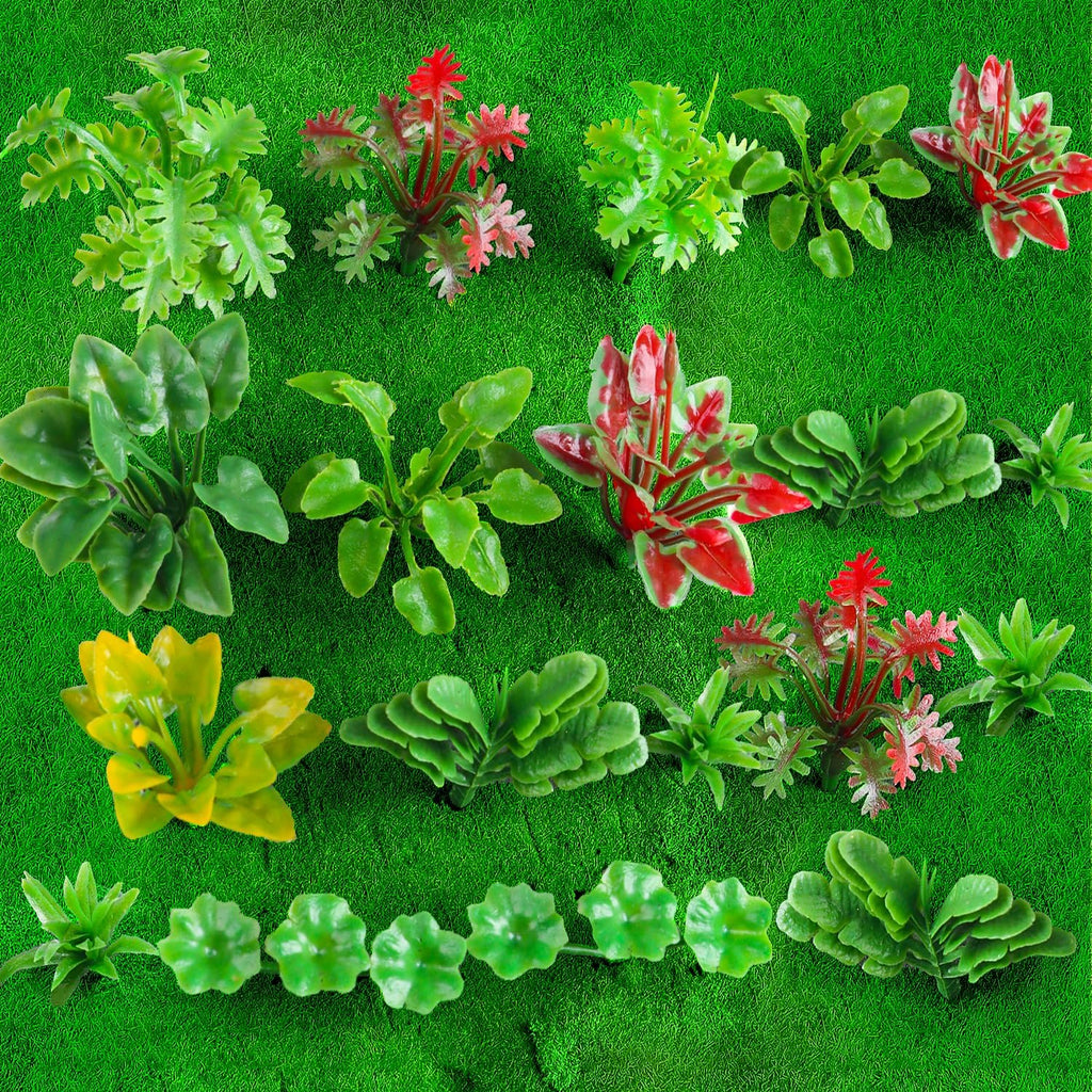 FOIMAS 100pcs Miniature Plant Set - Mini Trees, Flowers, Shrubs for Fairy Garden, Diorama, Train Scenery, Sand Architecture Model Craft Supply