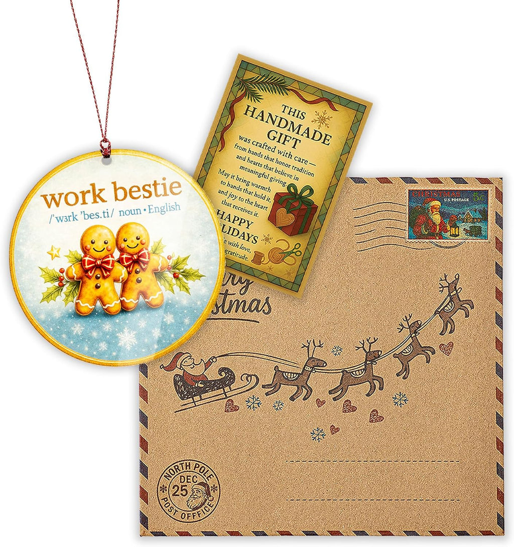 Work Bestie Ornament – Coworker Office Best Friend Ornaments - Work Bestie Gingerbread Gift - Funnyny Work Ornament – Christmas 2025