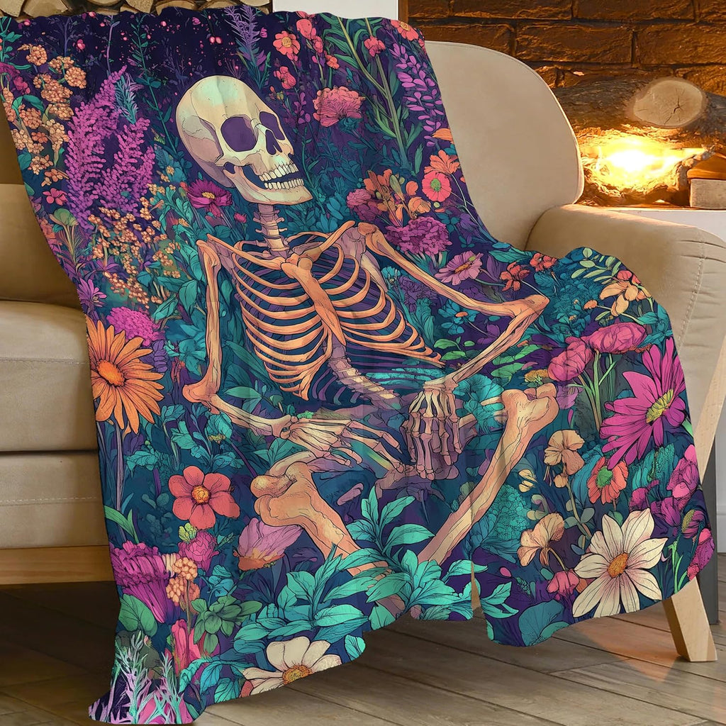 Skull Throw Blanket Skeleton Stuff Gifts for Kids Girls Boys Adults Women Man Soft Cozy Warm Plush Fluffy Fuzzy Fleece Blanket Decor 50''X60''