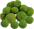 Biubee 18 Pack Decorative Faux Dried Moss Balls- 6pcs 3.1" Artificial Green Plant Mossy Globes+ 12pcs 2.2" Handmade Sphere Moss Gift for Home Dough Bowl Vase Chinoiserie Decors Party Wedding Display