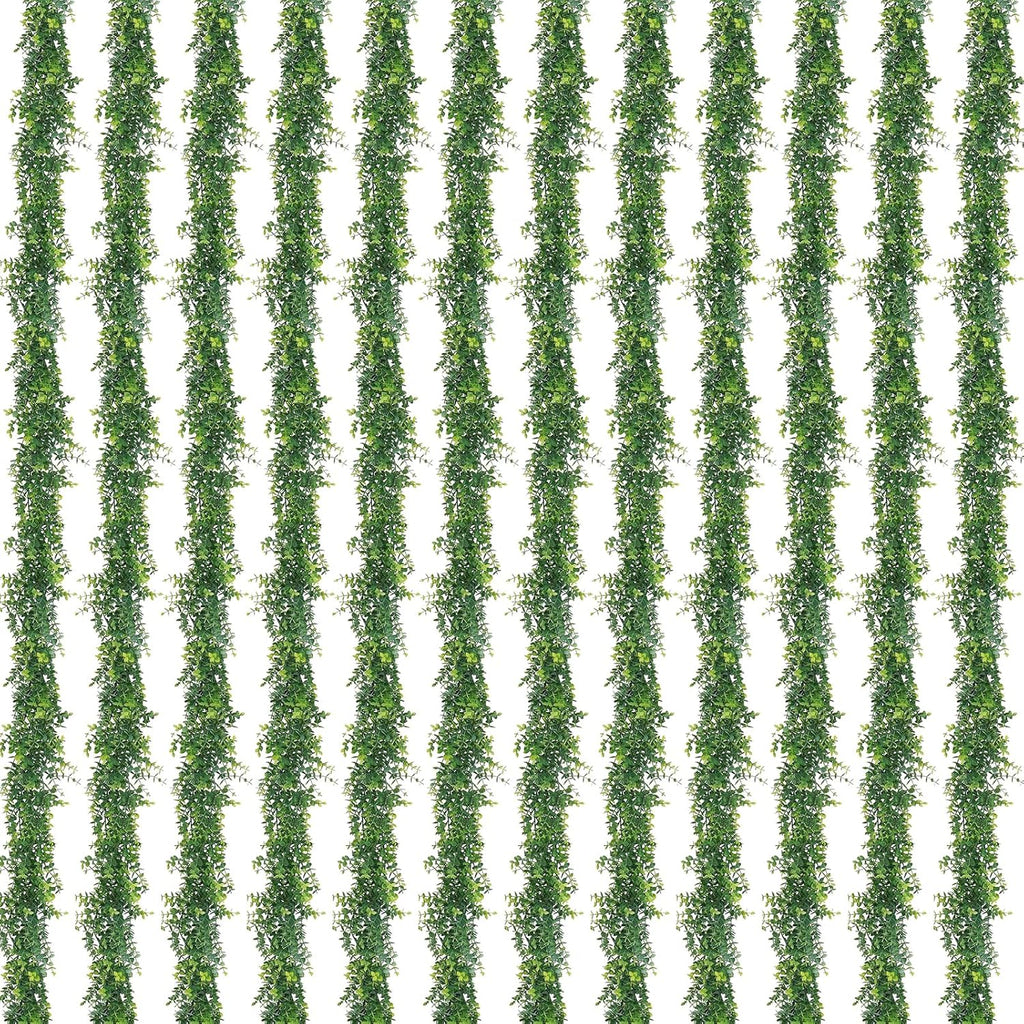 Artflower 12 Pack Artificial Eucalyptus Garland, 5.9Ft/pcs Faux Eucalyptus Vines Greenery Garland Fake Eucalyptus Plant Wedding Backdrop Arch Wall Table Party Festival Decor, Grey Green