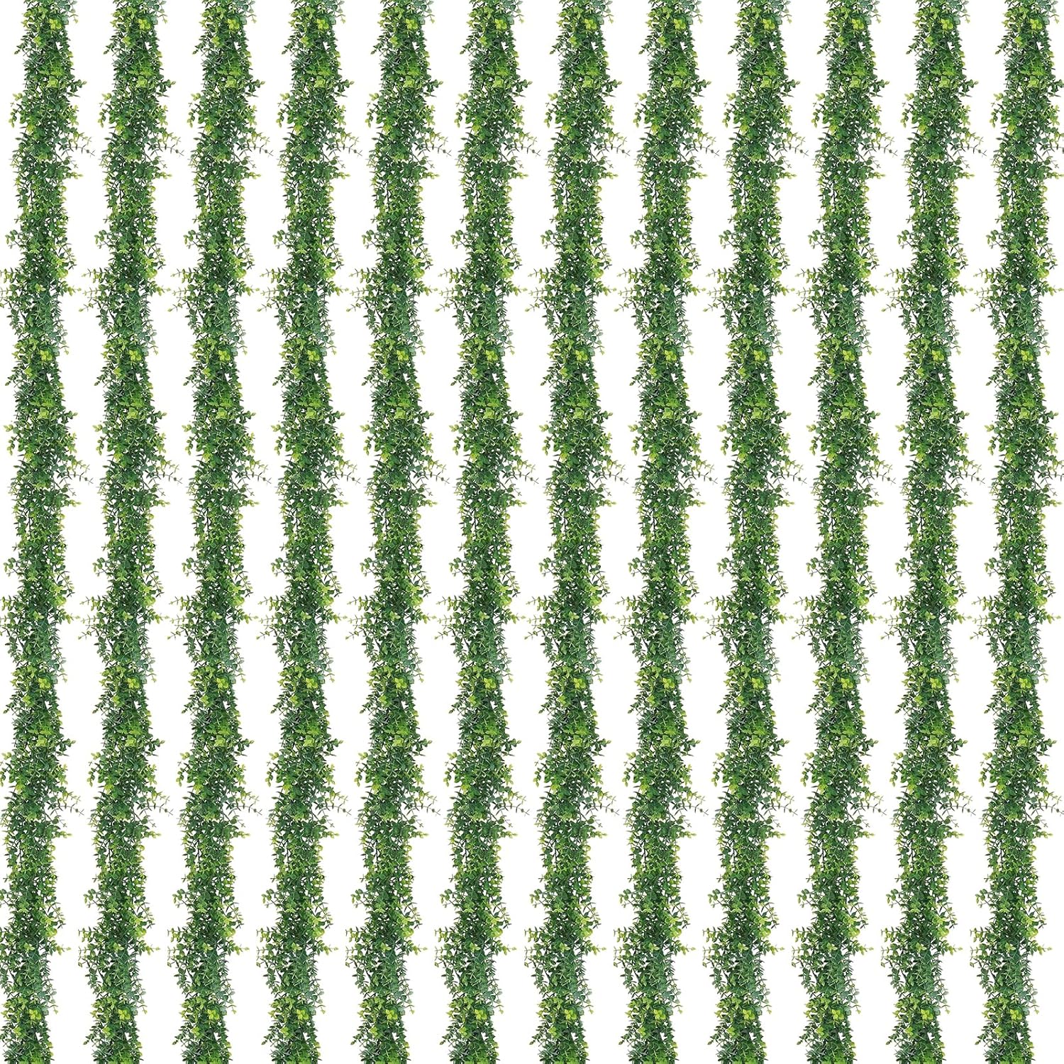 Artflower 12 Pack Artificial Eucalyptus Garland, 5.9Ft/pcs Faux Eucalyptus Vines Greenery Garland Fake Eucalyptus Plant Wedding Backdrop Arch Wall Table Party Festival Decor, Grey Green