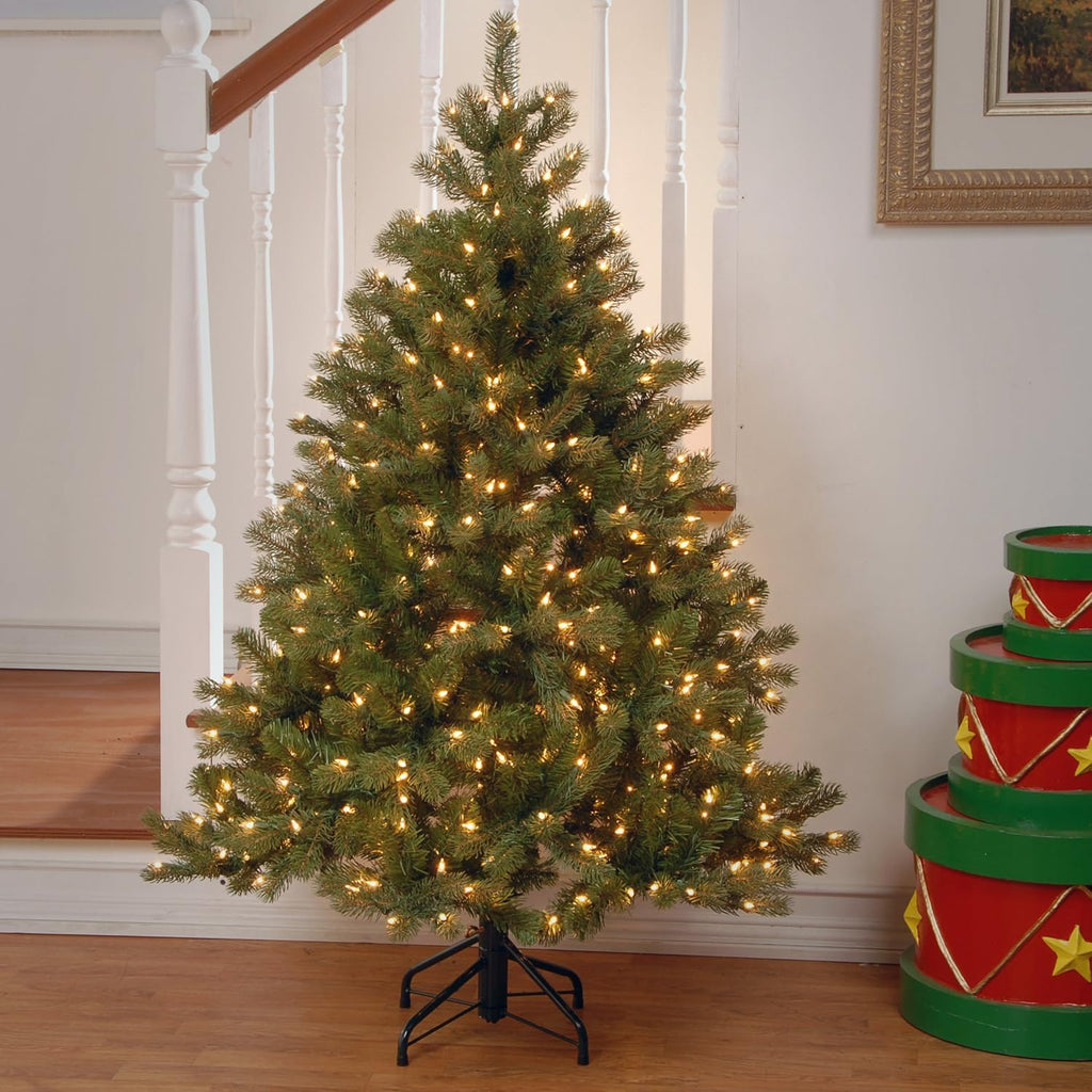 National Tree Company 4.5 ft Pre-Lit Downswept Douglas Fir Artificial Christmas Tree, 450 Clear Lights, 525 Tips, Includes Stand, Green