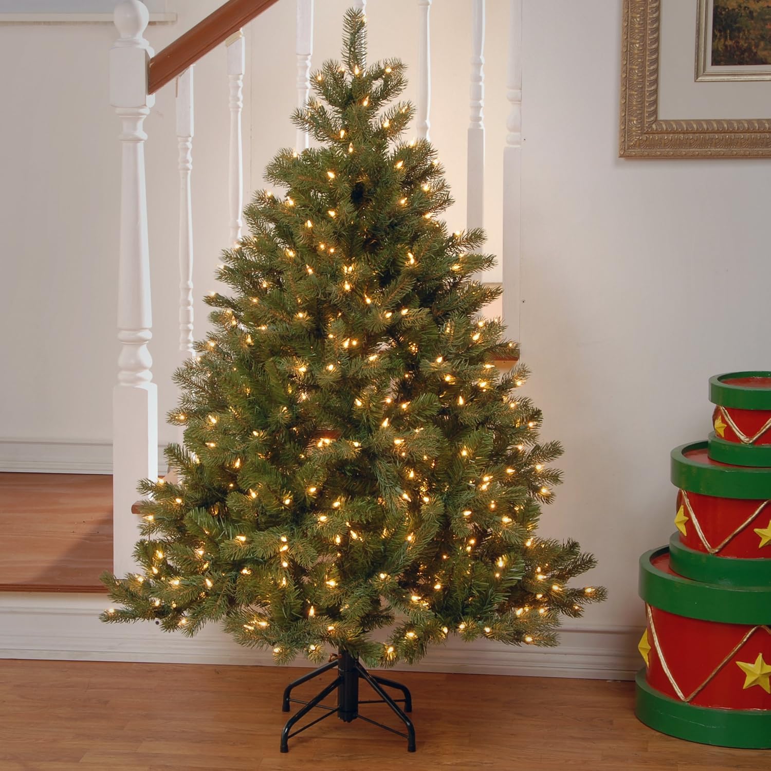 National Tree Company 4.5 ft Pre-Lit Downswept Douglas Fir Artificial Christmas Tree, 450 Clear Lights, 525 Tips, Includes Stand, Green