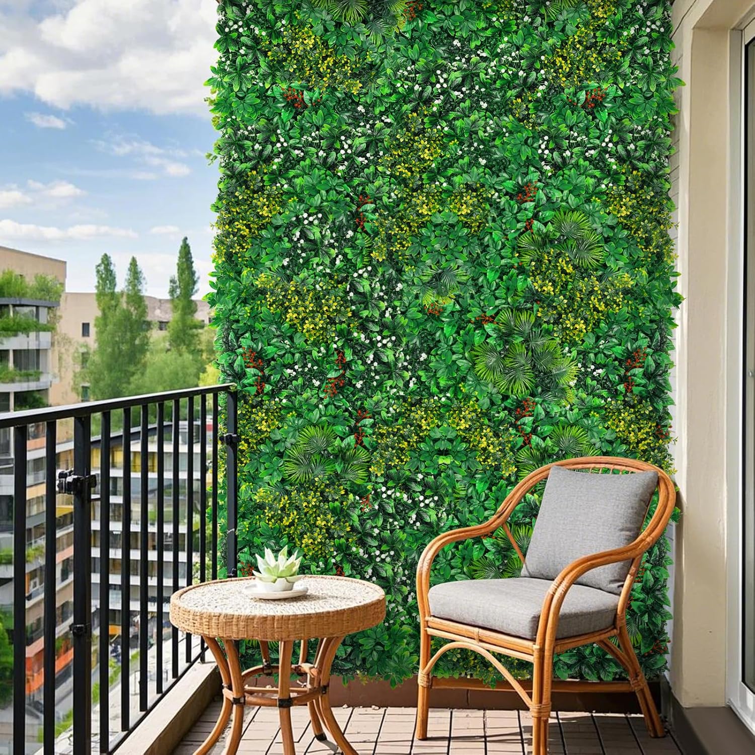Grass Wall, Artificial Tropical Boxwood Panels 40"x120"(33.33 SQFT), Privacy Hedge Fence Screen with UV Protection, Greenery Backdrop for Indoor Home Wedding Decor and Outdoor Patio Backyard
