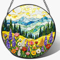 8-Inch Stained Glass Ornament, Stained Glass Window Hanging, Window Hanging Decor Suncatcher, Mountain Wildflower Ornament | Christmas, Mother’s Day, Birthday | Nature Art Gift, Gifts for Mom, Grandma