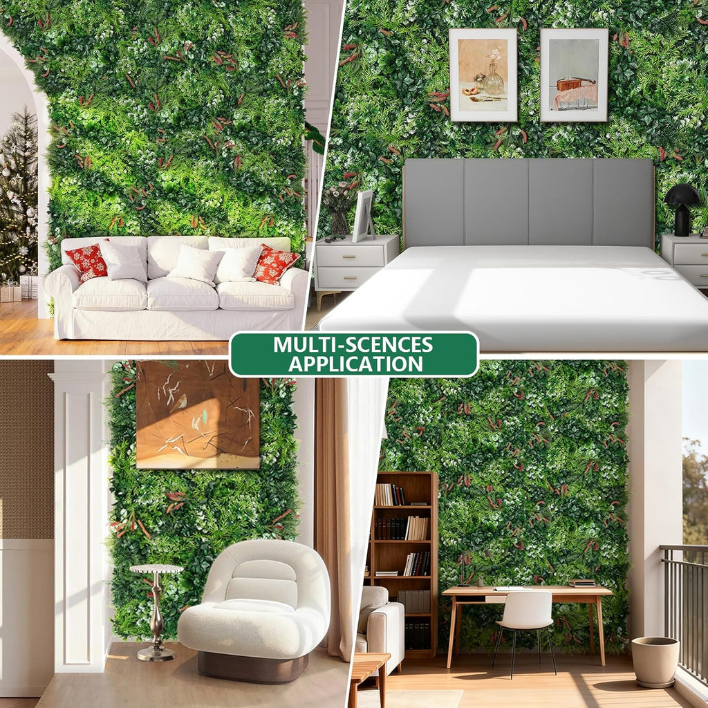 8PCS Grass Wall Panels, 20"x20" Artificial Ivy Greenery Wall Backdrop, UV-Anti Faux Boxwood Grass Panels Green Wall Decor for Garden Patio Balcony