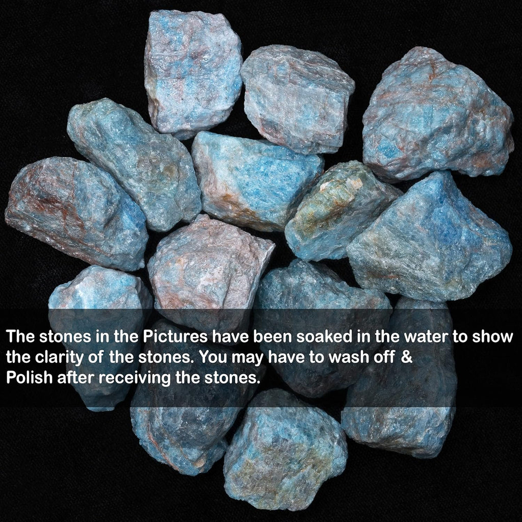 Crocon Blue apatite Rough Bulk Natural Stone Raw Gemstone Tumbling Cabbing Polishing Gem Mining Energy Generator Chakra Balancing Reiki Healing Good Luck Home Office Decor Weight :-1Lb Approx