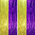2 Pack Purple and Gold Foil Fringe Backdrop Curtains, Tinsel Streamers Party Decorations, Fringe Backdrop, Door Shimmer for Graduation or Birthday Party
