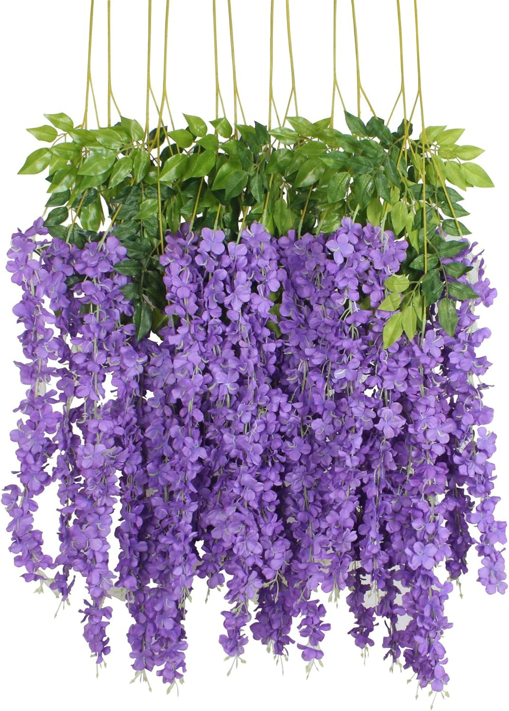 Duovlo 12 Piece Artificial Silk Wisteria Vine 3.6 Feet Ratta Hanging Flower Garland String Home Party Wedding Decor(Purple)