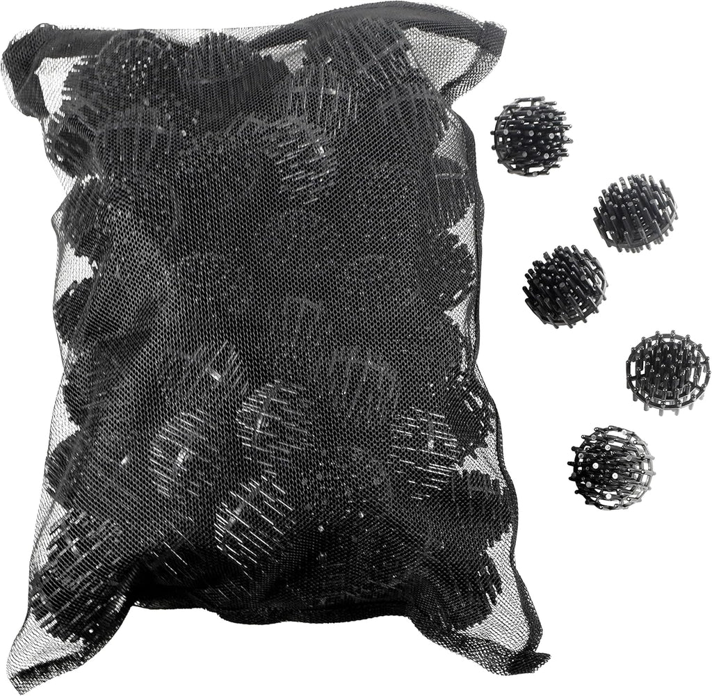 HQRP 100 pcs Bio Balls Filter Media 1.5 Inch - Large Bio Ball for Aquarium, Pond, Waterfall, Fountain Filter Media in Mesh Bag with Zipper