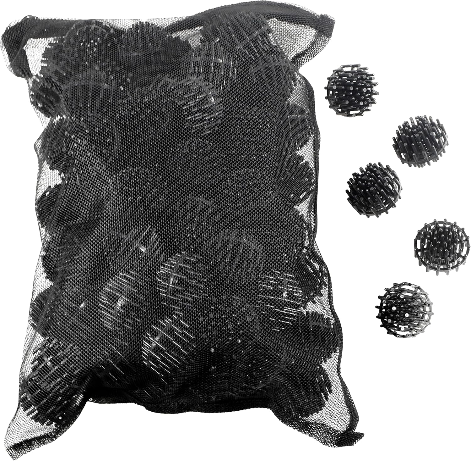 HQRP 100 pcs Bio Balls Filter Media 1.5 Inch - Large Bio Ball for Aquarium, Pond, Waterfall, Fountain Filter Media in Mesh Bag with Zipper