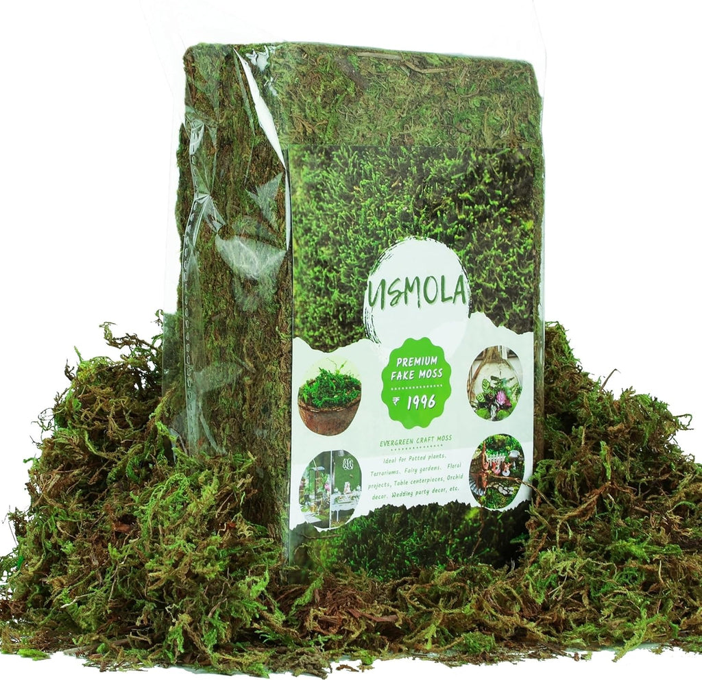 Artificial Moss for Indoor Plants, 16OZ Fake Moss for Crafts, Decorative Centerpieces, Fairy Garden, Wedding Party Decor, Faux Potted Plants, 455gr (Natural Green)