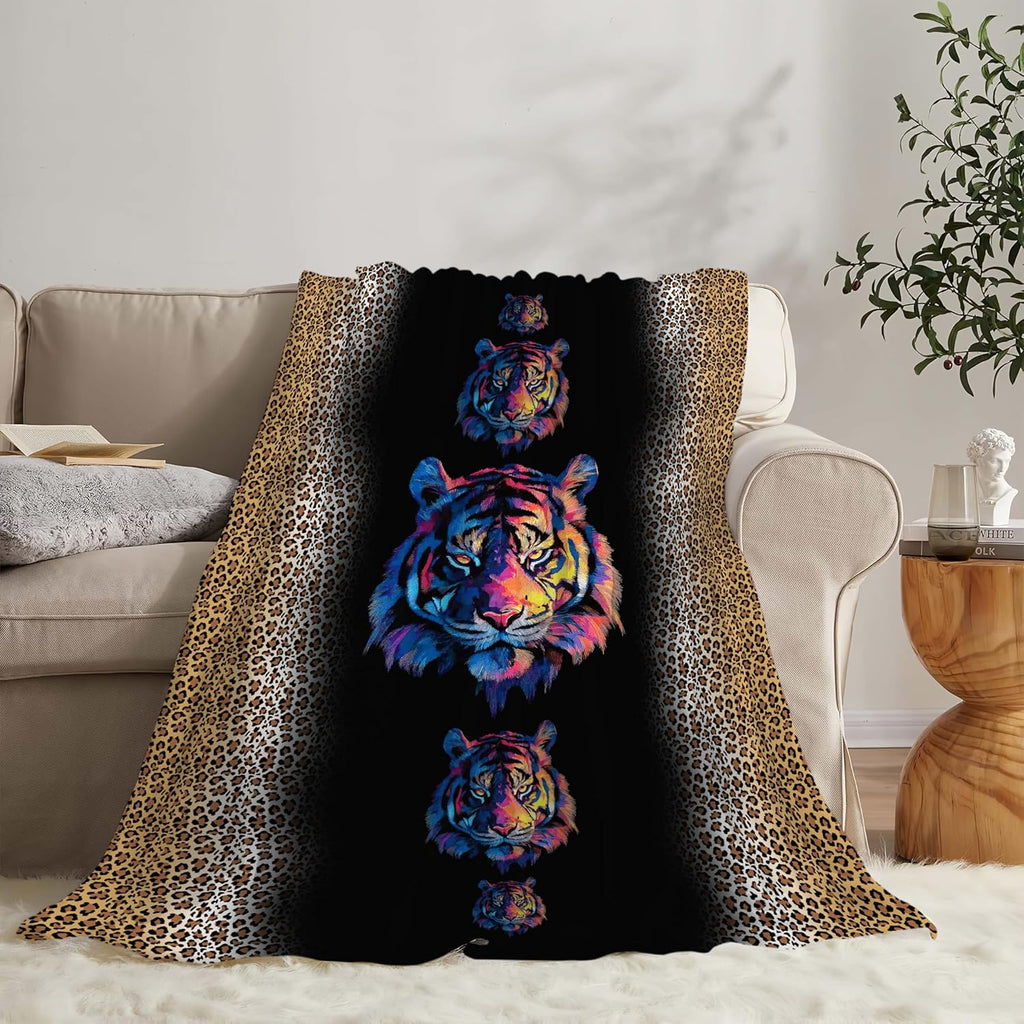 Tiger Throw Blanket Tiger Stuff Gifts for Kids Girls Boys Adults Women Men Soft Cozy Warm Plush Fluffy Fuzzy Fleece Blanket Decor 60''X80''