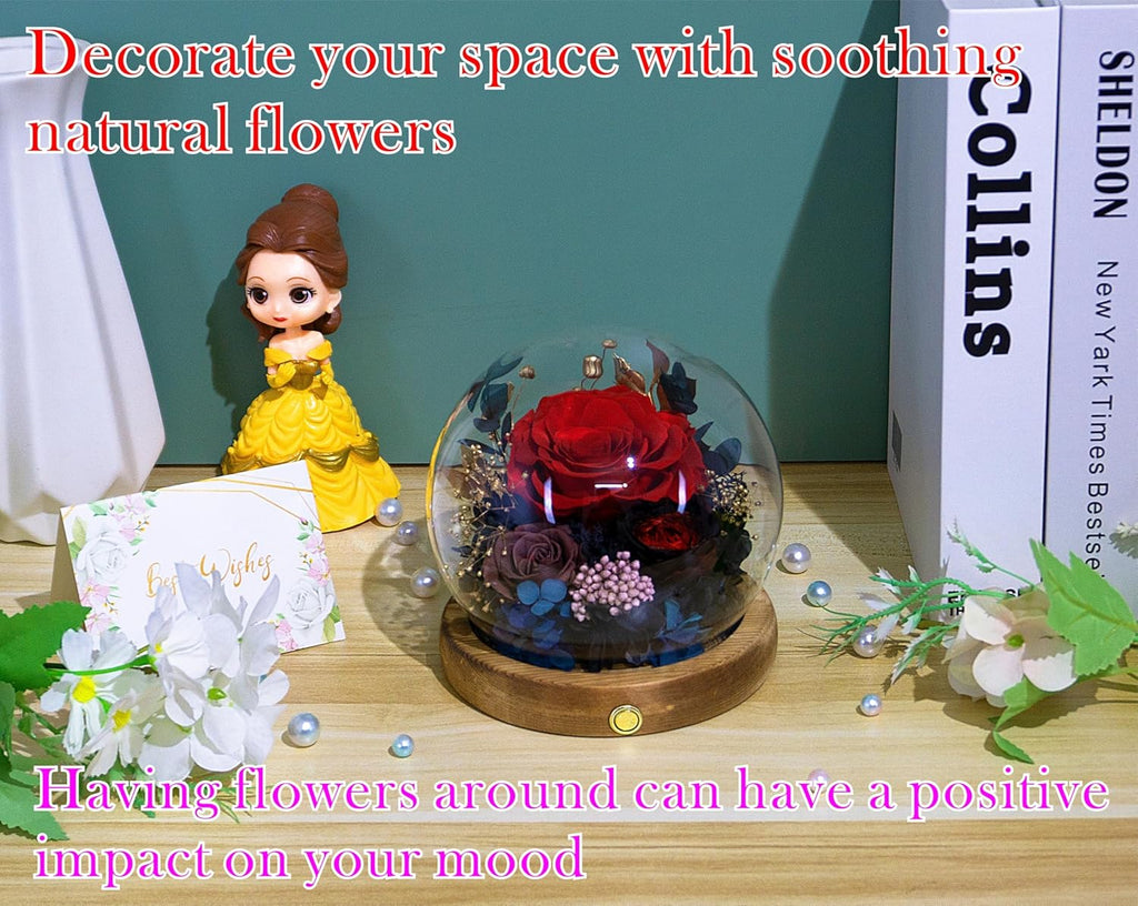 Valley of Rain & Forest Long-Lasting Real Flowers, Unique Floral Gift For you to send Love for All Occasions, for Indoor Decoration (Red Rose, Brown Rose, Black-Red Austin Rose)