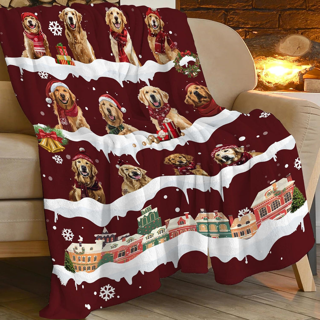 Golden Retriever Throw Blanket Golden Retriever Dog Christmas Stuff Gifts for Kids Girls Boys Adults Women Man Soft Cozy Warm Plush Fluffy Fuzzy Fleece Blanket Decor 60''X80''