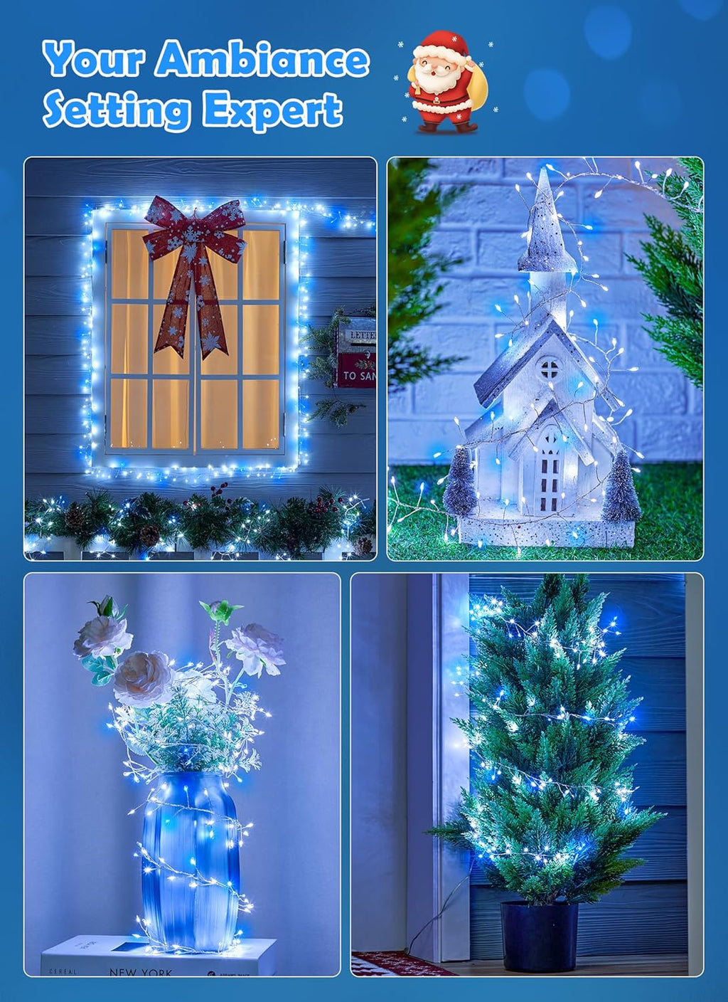 Twinkling Fairy Lights Plug in, 10FT 200LED Twinkle Lights - Firecracker String Lights, Christmas Tree Lights Waterproof for Bedroom, Garden, Patio, DIY Wreath, Indoor Outdoor Christmas Decorations