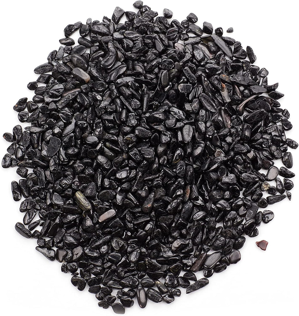 Cherry Tree Collection 1/2 Pound Polished Tumbled Gemstone Chips, Pebbles, Crystal Chips Bulk for Jewelry Making, Healing, Plants, Succulents, Aquariums, Decoration, Chakra (Black Tourmaline)