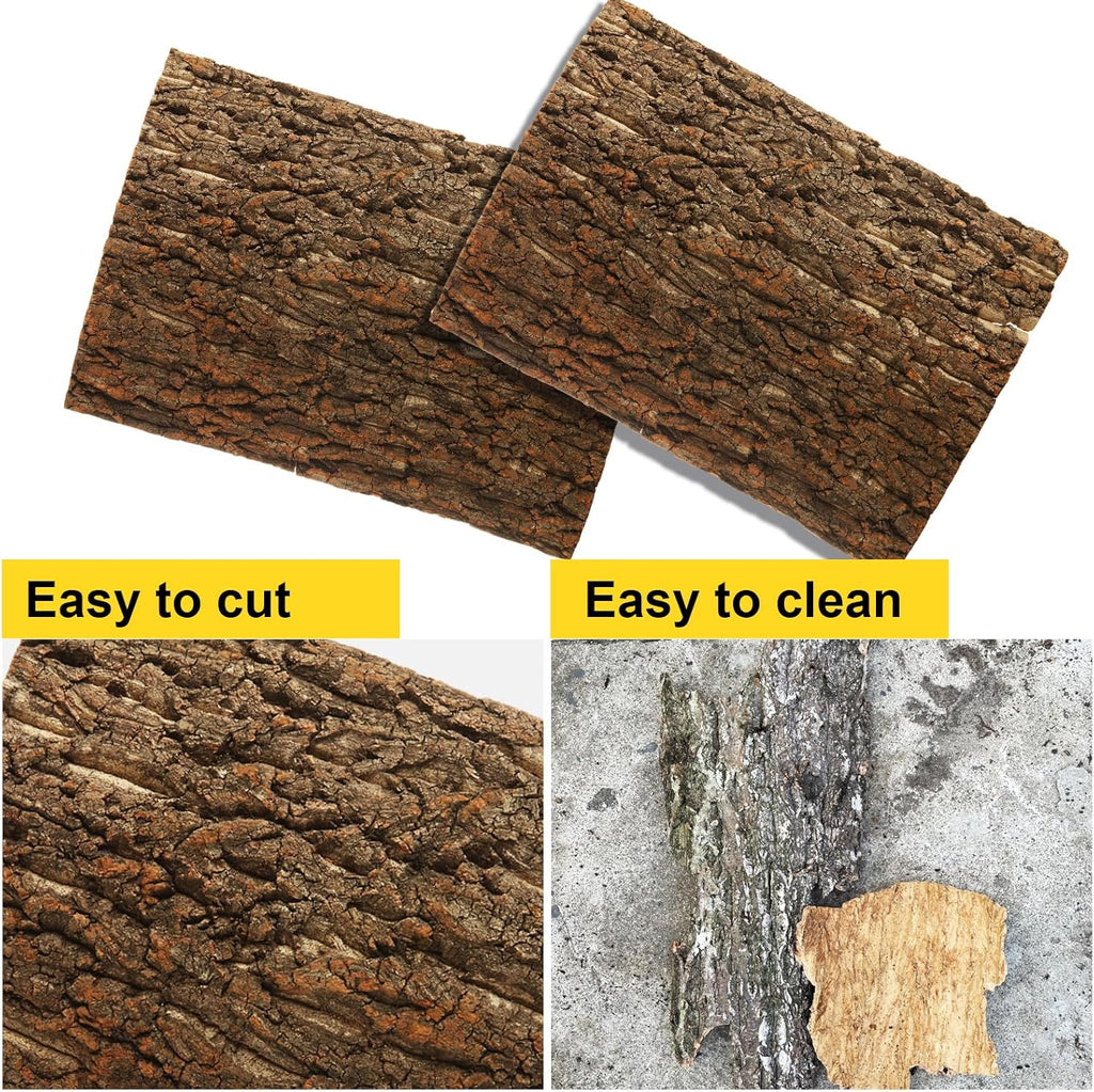 STARVAST 4PCS Cork Terrarium Background 15.7x11.8in Reptile Tank Background Board Habitat Decoration, Natural Cork Large Bark Climbing Mat for Gecko Lizard Tortoise Chameleon