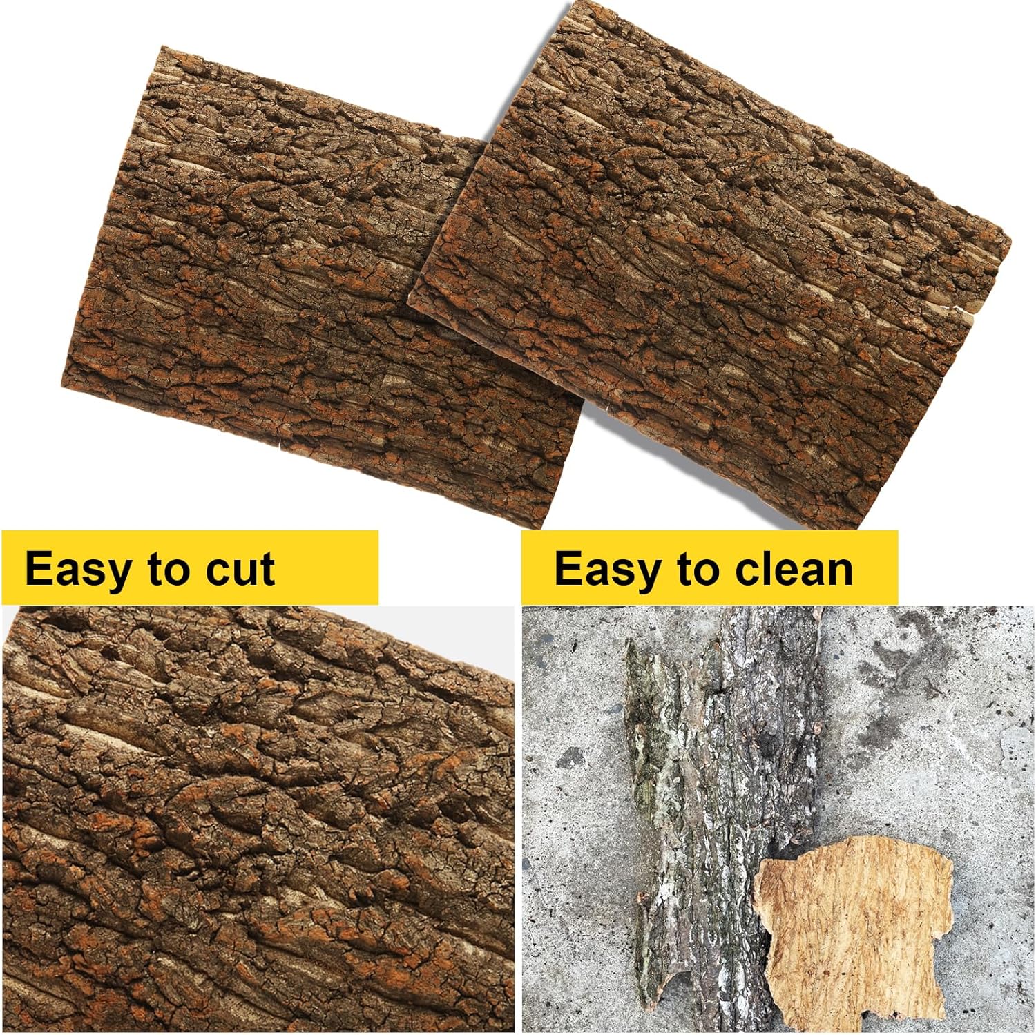 STARVAST 4PCS Cork Terrarium Background 15.7x11.8in Reptile Tank Background Board Habitat Decoration, Natural Cork Large Bark Climbing Mat for Gecko Lizard Tortoise Chameleon