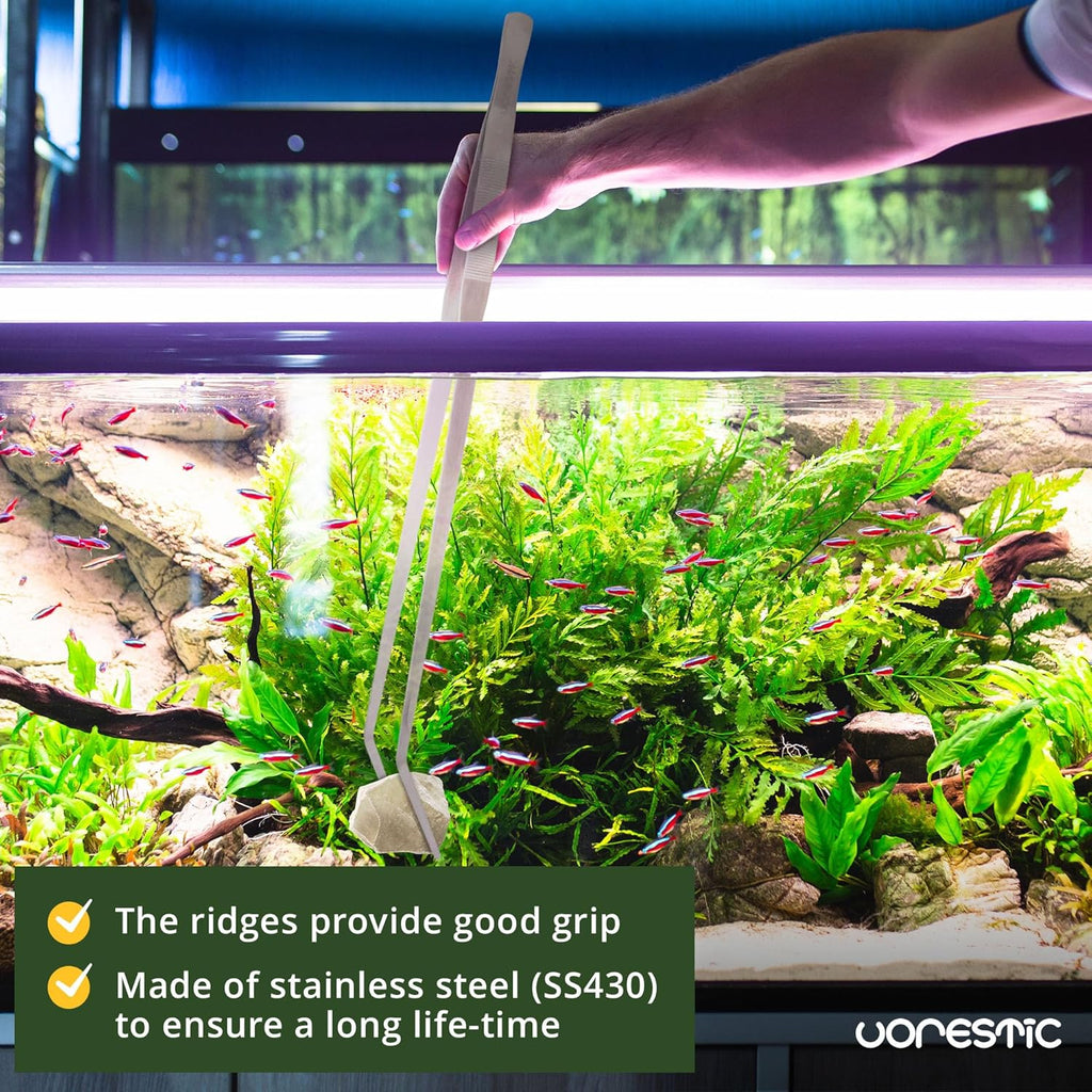 VORESTIC Heavy Duty Aquarium Tweezers Extra Long 23.6 Inch Curved, Long Tweezers for Terrarium, Aquarium Tongs
