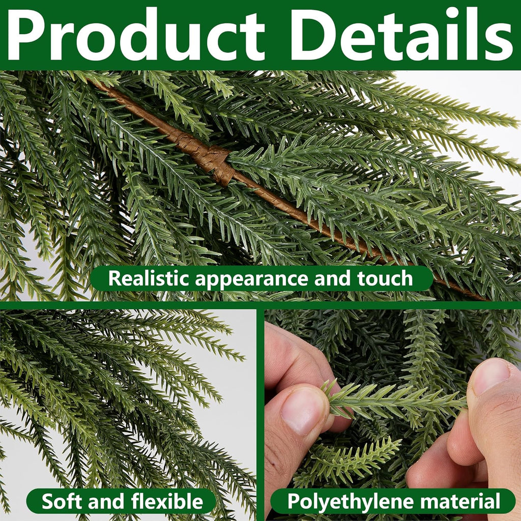 2 Pcs 30" Extra Length Artificial Christmas Teardrop Swag, Faux Pine Needles Teardrop Door Swag, Christmas Norfolk Greenery Teardrop Wreath for Xmas Door Table Mantle Fireplace Indoor Outdoor Decor