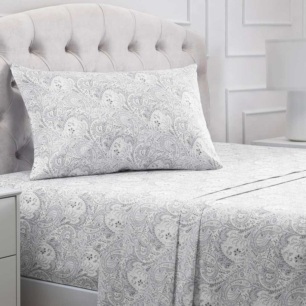 Mellanni Twin XL Sheets Set - 3 PC Iconic Collection Bedding - Hotel Luxury, Extra Soft, Cooling Bed Sheets - Wrinkle, Fade, Stain Resistant (Twin Extra Long, Paisley Gray)