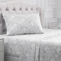 Mellanni Twin XL Sheets Set - 3 PC Iconic Collection Bedding - Hotel Luxury, Extra Soft, Cooling Bed Sheets - Wrinkle, Fade, Stain Resistant (Twin Extra Long, Paisley Gray)