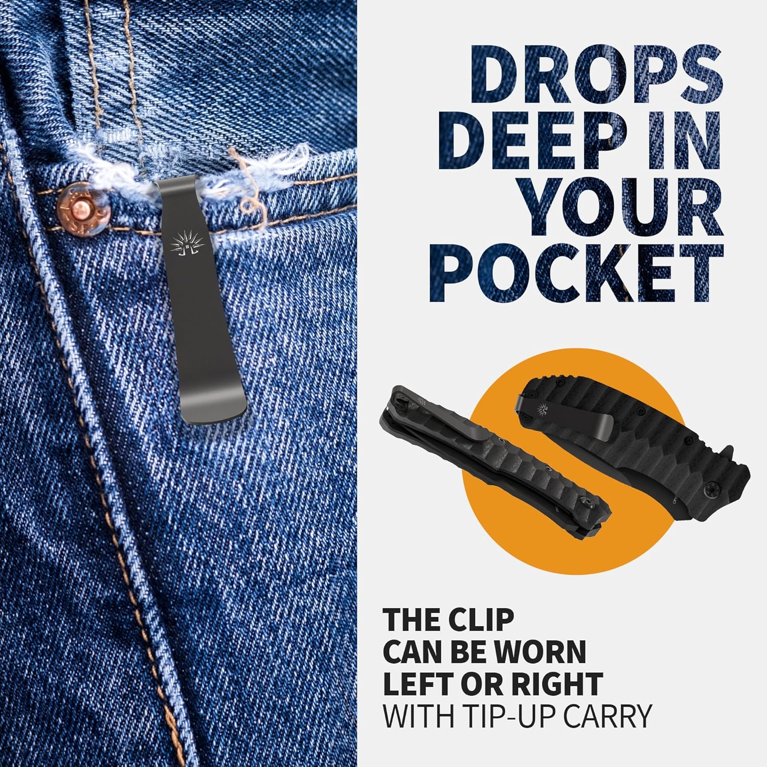 Off-Grid Knives - Rapid Fire Blackout - Large Folding Knife for Camping & EDC, Cryogenic D2 Blade Steel, Titanium Nitride Coating with G10 Scales & Deep Carry Clip