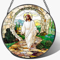 8 Inch He is Risen Resurrection of Jesus Stained Glass Suncatcher, Stained Glass Window Hanging, Sun Catchers Indoor Window Decor and Christmas, Christian Gift, Religious Gifts, Christian Home Decor
